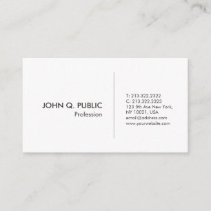 Tarjeta De Visita Simple profesional moderno blanco elegante