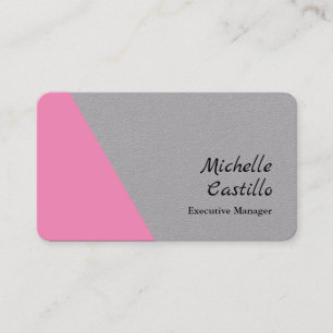 Tarjeta De Visita Simple profesional simple rosa gris gris Minimalis