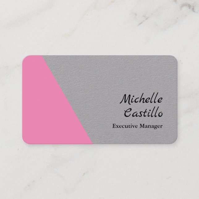 Tarjeta De Visita Simple profesional simple rosa gris gris Minimalis (Anverso)