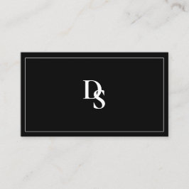Tarjeta De Visita Simple Professional Black White Initials QR Code