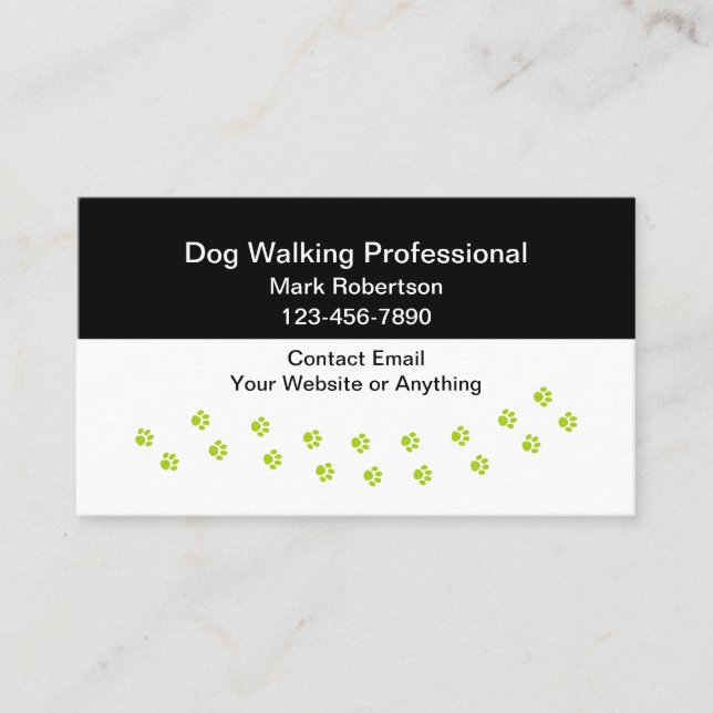 Tarjeta De Visita Simple Professional Dog Walking Business Cards (Anverso)