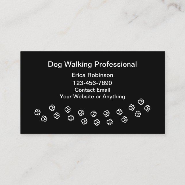 Tarjeta De Visita Simple Professional Dog Walking Business Cards (Anverso)