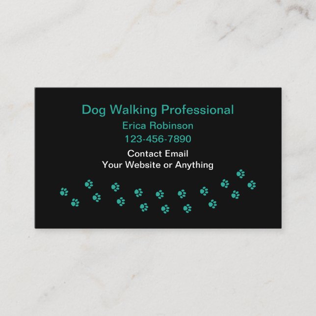 Tarjeta De Visita Simple Professional Dog Walking Business Cards (Anverso)