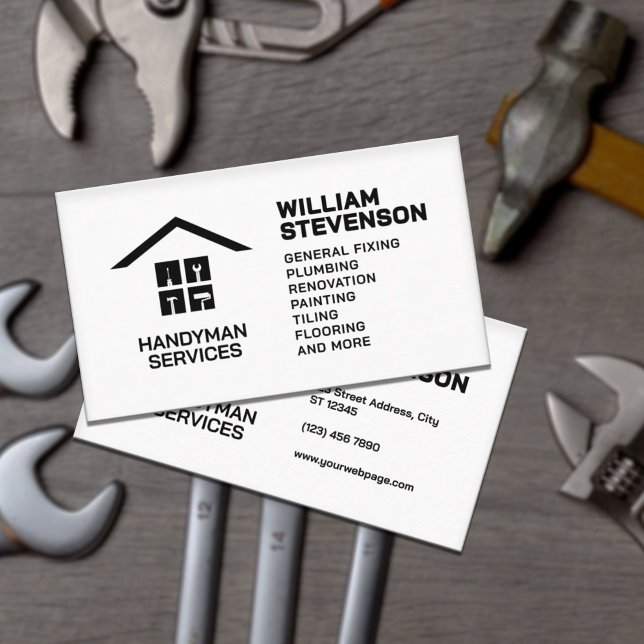 Tarjeta De Visita Simple professional handyman Business Card (Subido por el creador)