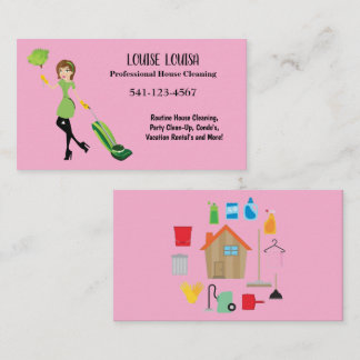 Tarjeta De Visita Simple Professional House Cleaning Business Cards