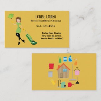 Tarjeta De Visita Simple Professional House Cleaning Business Cards