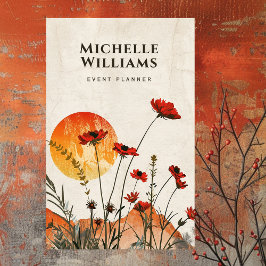 Tarjeta De Visita Simple Red Poppies Boho Wildflowers Sunset