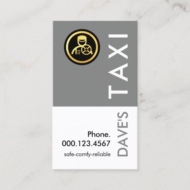 Tarjeta De Visita Simple Retro Grey Taxi Layer (Anverso)