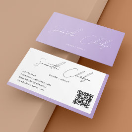 Tarjeta De Visita Simple Rubor Purple Handwriter Script QR código