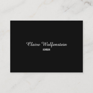 Tarjeta De Visita Simple Script  Blanco y Negro Profesional