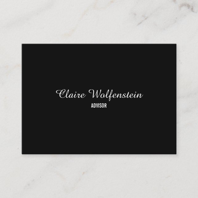 Tarjeta De Visita Simple Script  Blanco y Negro Profesional (Anverso)