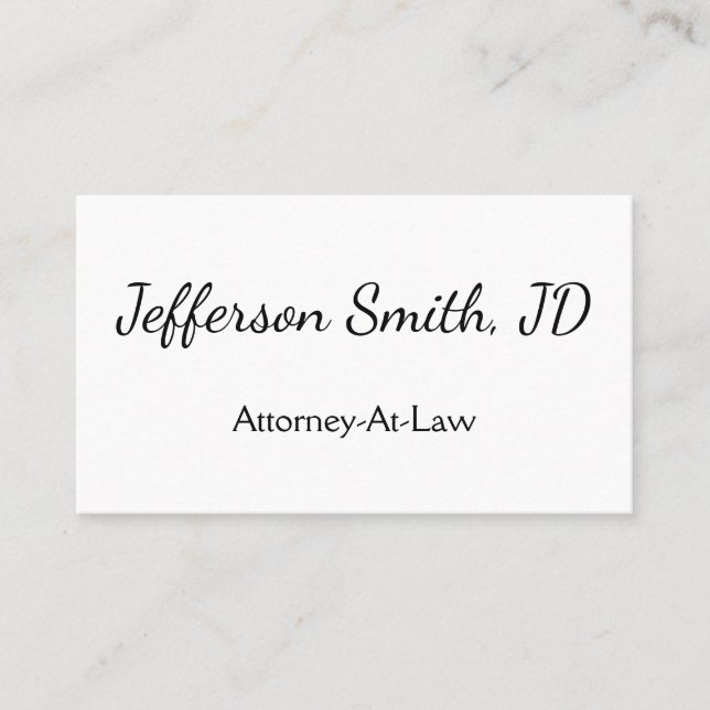 Tarjeta De Visita Simple, Script Name Attorney-At-Law Business Card (Anverso)