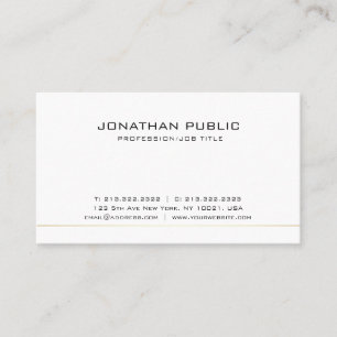 Tarjeta De Visita Simple Sencillo Profesional Elegante Blanco Modern
