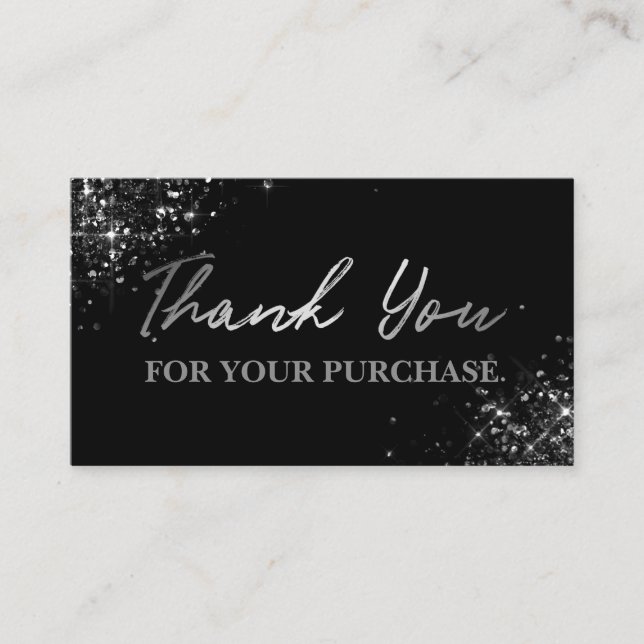 Tarjeta De Visita Simple Silver Glam Gracias Por Su Compra (Anverso)