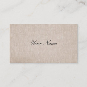 Tarjeta De Visita Simple Tan Minimalista Linen Beige