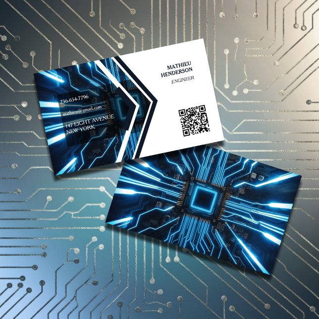 Tarjeta De Visita Simple Tech Engineer Elegant QR Code (Subido por el creador)
