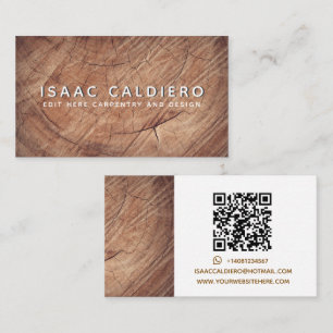 Tarjeta De Visita Simple textura de madera creativa carpintero rústi