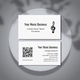 Tarjeta De Visita Simple Treble Clef código QR Lecciones de música