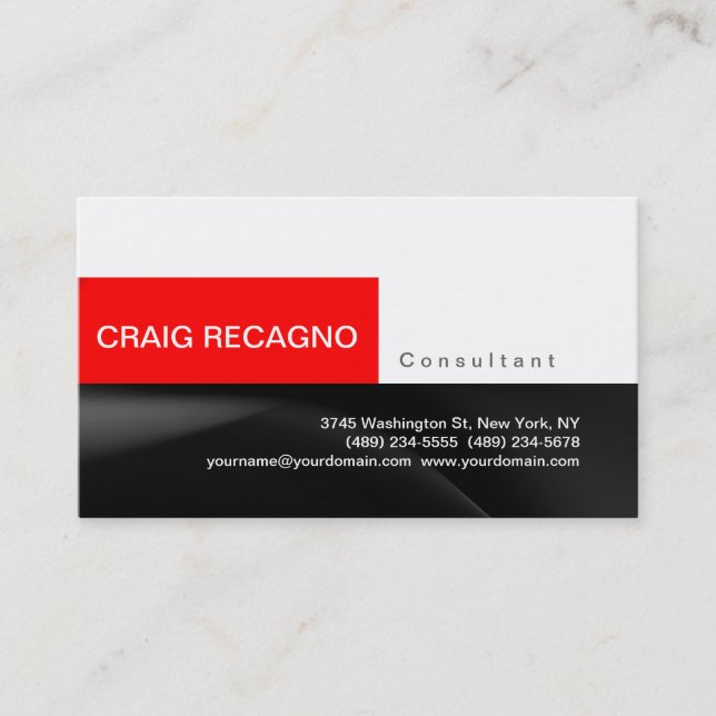Tarjeta De Visita Simple Trendy Cute Black Red Business Card (Anverso)