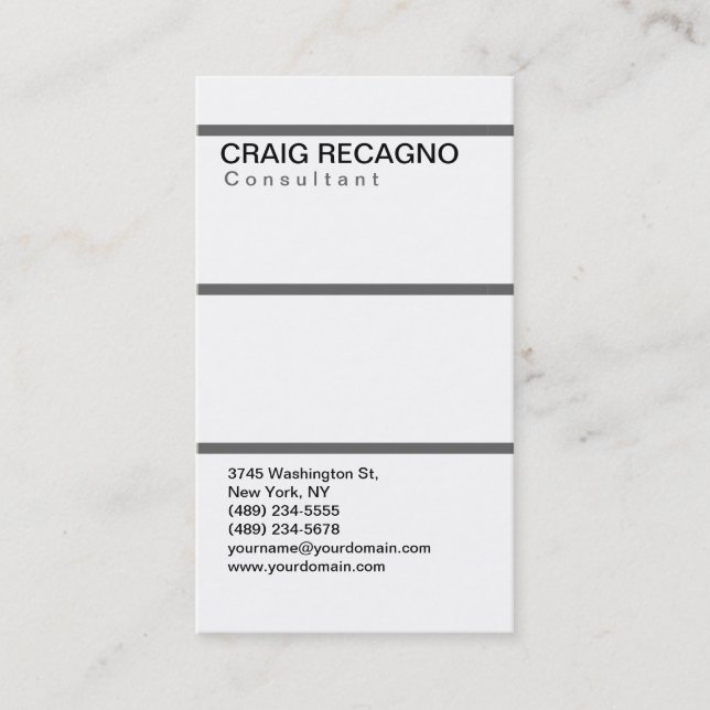 Tarjeta De Visita Simple Trendy Cute Plain Black White Business Card (Anverso)