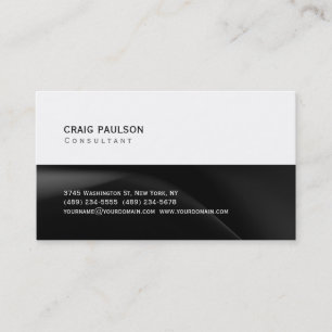 Tarjeta De Visita Simple Trendy Cute Plain Black White Business Card