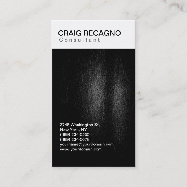 Tarjeta De Visita Simple Trendy Cute Plain Black White Business Card (Anverso)