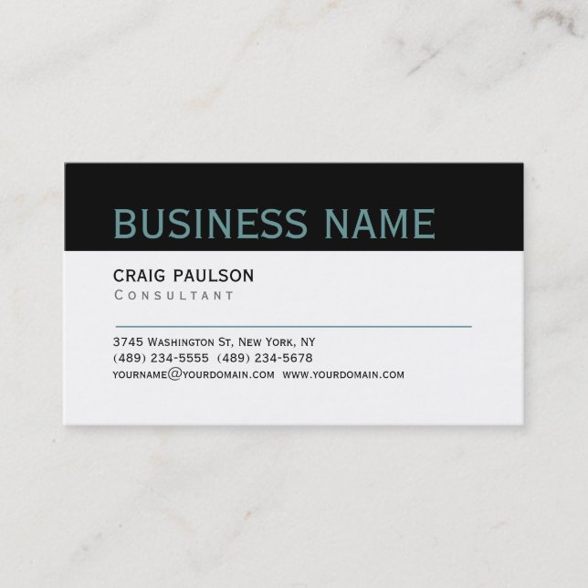 Tarjeta De Visita Simple Trendy Cute Plain Black White Business Card (Anverso)