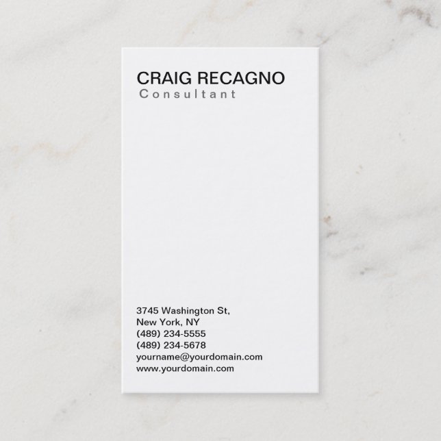 Tarjeta De Visita Simple Trendy Cute Plain Black White Business Card (Anverso)