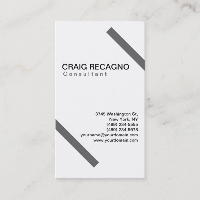 Tarjeta De Visita Simple Trendy Cute Plain Black White Business Card (Anverso)