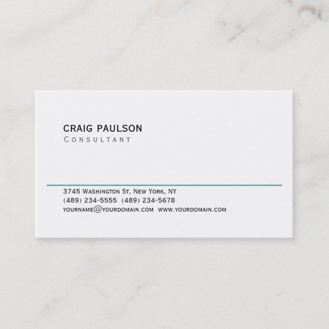 Tarjeta De Visita Simple Trendy Cute Plain Black White Business Card (Anverso)