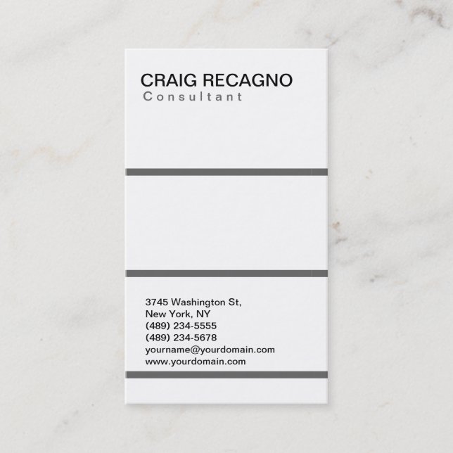 Tarjeta De Visita Simple Trendy Cute Plain Black White Business Card (Anverso)