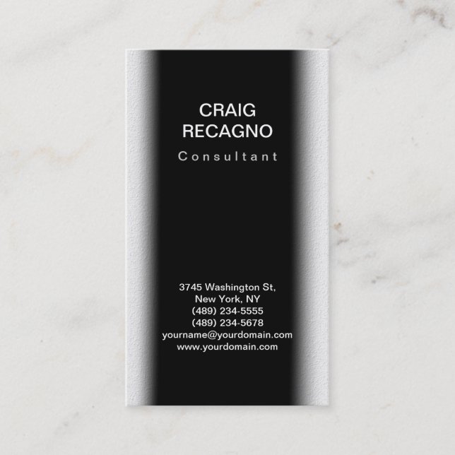 Tarjeta De Visita Simple Trendy Cute Plain Black White Business Card (Anverso)