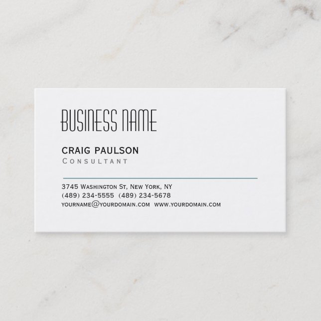Tarjeta De Visita Simple Trendy Cute Plain Black White Business Card (Anverso)