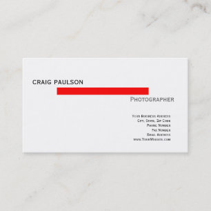 Tarjeta De Visita Simple Trendy Cute Plain Red White Business Card