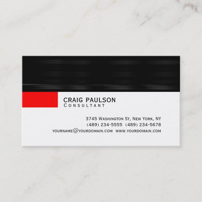 Tarjeta De Visita Simple Trendy Cute Red Black White Business Card (Anverso)