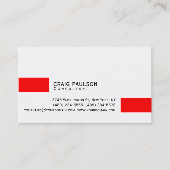 Tarjeta De Visita Simple Trendy Cute Red Black White Business Card (Anverso)