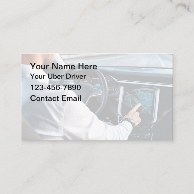 Tarjeta De Visita Simple Uber Driver Business Cards Diseño en negrit (Anverso)