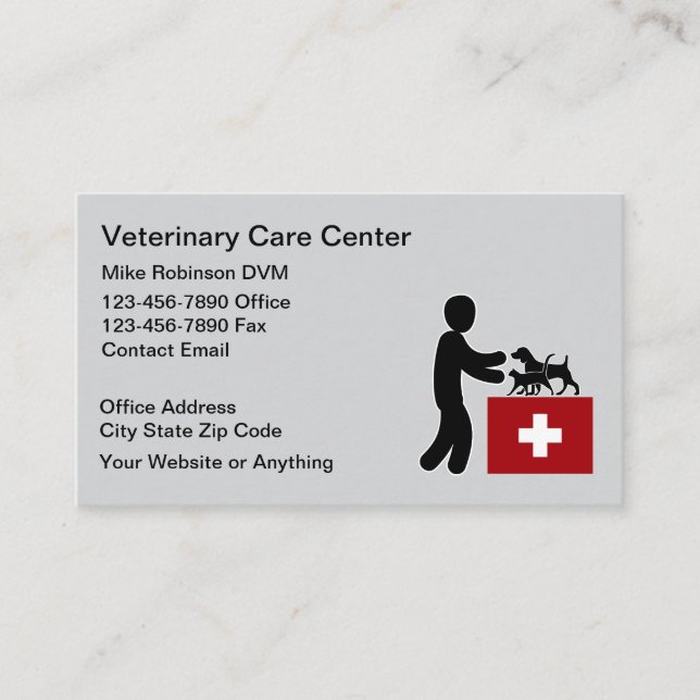 Tarjeta De Visita Simple Veterinary Pet Doctor Business Cards (Anverso)