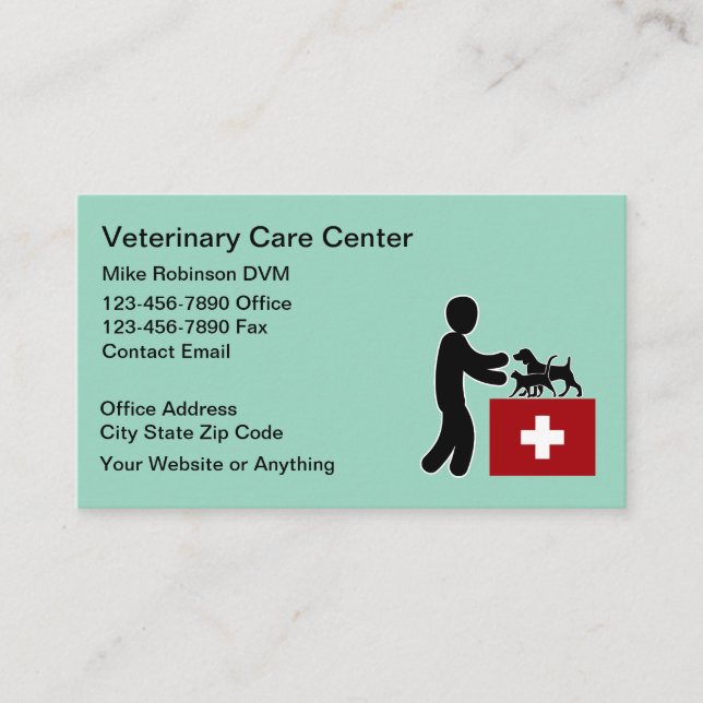 Tarjeta De Visita Simple Veterinary Pet Doctor Business Cards (Anverso)