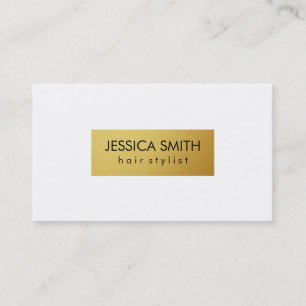Tarjeta De Visita Simple White and Metallic Faux Gold
