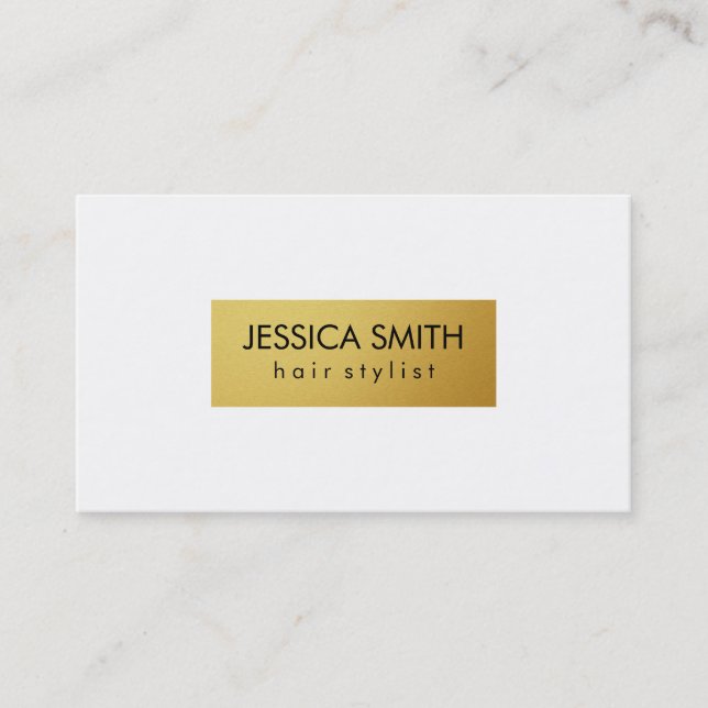 Tarjeta De Visita Simple White and Metallic Faux Gold (Anverso)