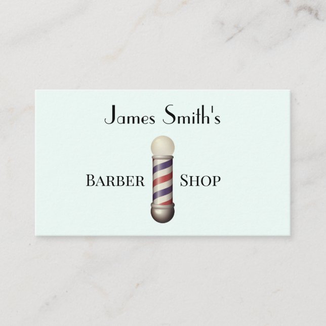 Tarjeta De Visita Simple White Barbers Pole Barbershop Business Card (Anverso)