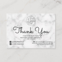 Simple White Black Marble Customer Gracias