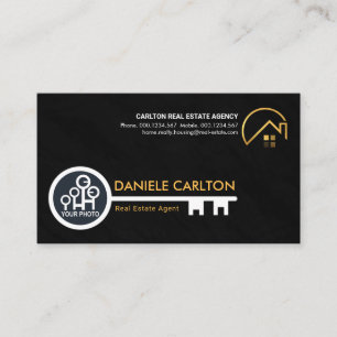 Tarjeta De Visita Simple White Key Black Grunge Realty
