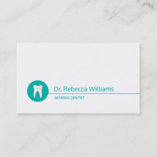Tarjeta De Visita Simple White Tooth Dental Care Dentist Green Dot