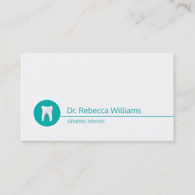 Tarjeta De Visita Simple White Tooth Dental Care Dentist Green Dot (Anverso)