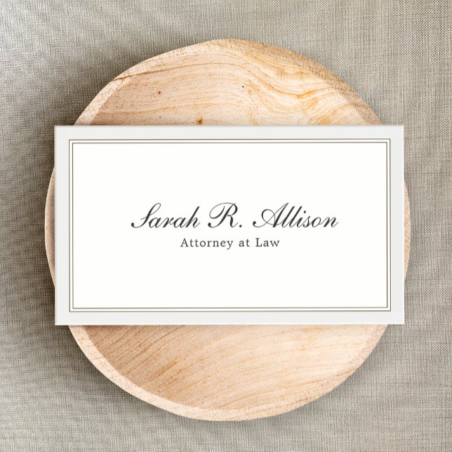 Tarjeta De Visita Simple y elegante abogado blanco con borde (Subido por el creador)