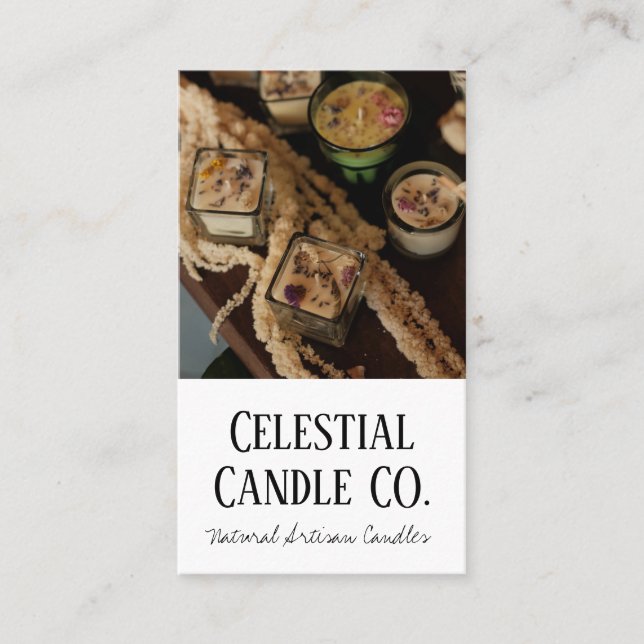 Tarjeta De Visita Simple y elegante compañía de velas artesanales (Anverso)
