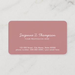 Tarjeta De Visita simple y minimalista básico rosa antiguo profesion