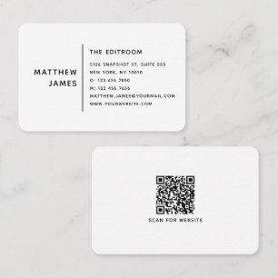 Tarjeta De Visita Simple y moderno código QR en blanco negro mínimo